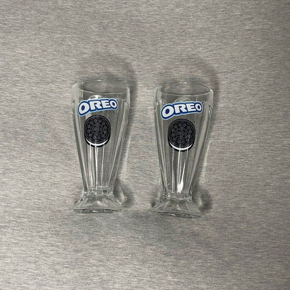 Oreo Milkshake Fluted 7” Glass Cups 2 PCS. Set